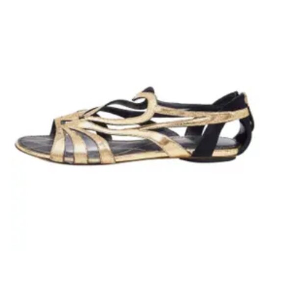 Louis Vuitton Queen of Hearts Gold Sandals Size 38.5 ASO Alicia Vikander - Picture 3 of 9